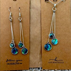 ARROW Silver and Blue Dangle Earrings with Crystals